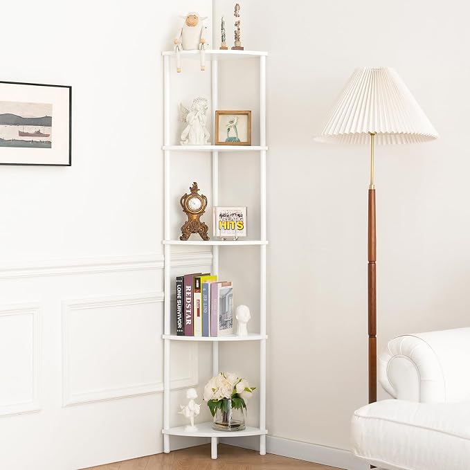 Yoobure Corner Shelf Stand, 5-Tier Bookshelf, Living Room, Narrow Display Shelf by Yoobure