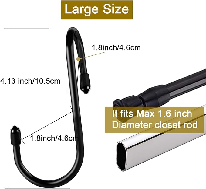 HiGift 12 Pack Purse Hooks for Closet, Non Slip Rubber Coated Closet Rod Hook - Image 3