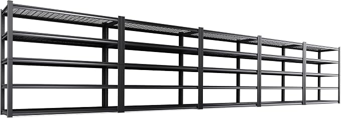 Set of 5 Heavy Duty Garage Shelving 5T Storage Shelves, Adjustable Metal by AOAORGG