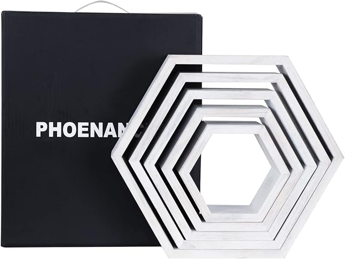 Hexagon Shelves, Floating Wall Shelf, Honeycomb Octagon Cube Shelves Wood | - Image 9