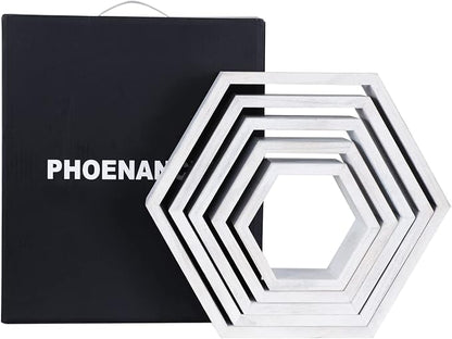 Hexagon Shelves, Floating Wall Shelf, Honeycomb Octagon Cube Shelves Wood | - Image 9