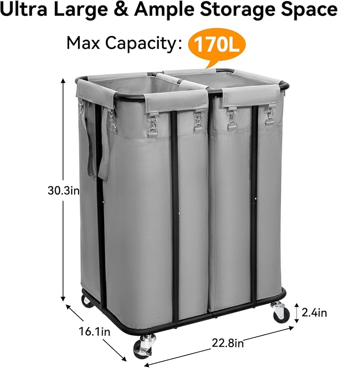WOWLIVE Double Laundry Hamper - Image 4