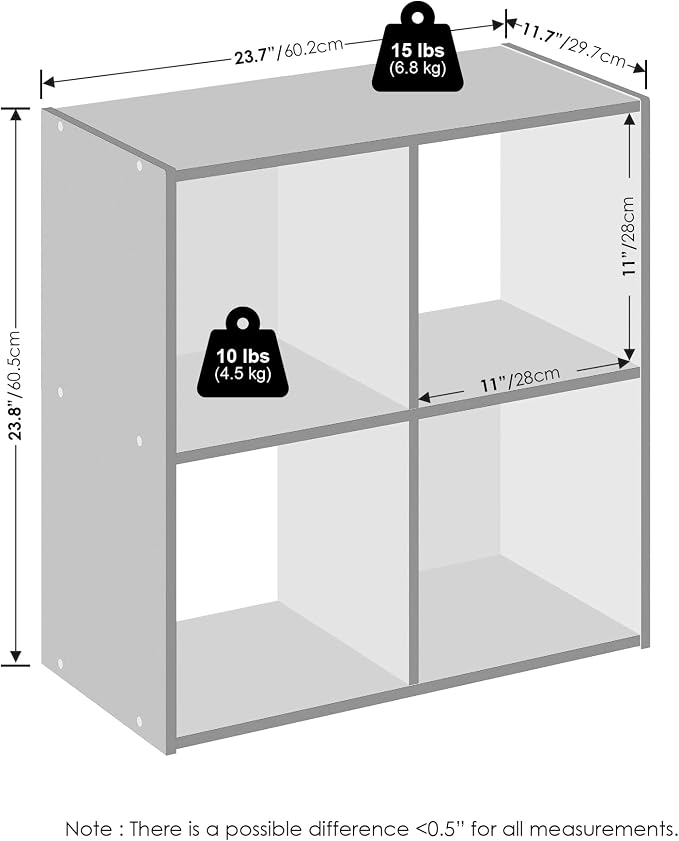 Furinno PELLI Book Shelf, 4-Cube Bookshelf, Cube Storage Organizer Bookcase - Image 2