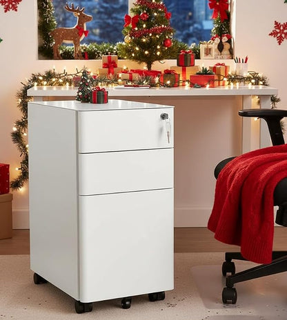 Mount-It! Slim Rolling Under Desk Cabinet, Mobile Filing Cabinet - Image 2