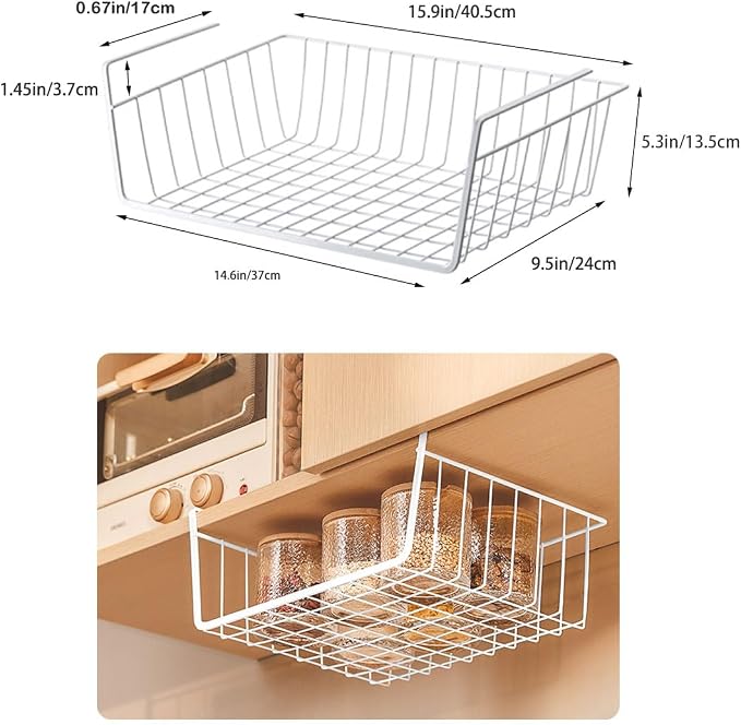 Under Shelf Storage Basket, Hanging Shelf Basket Slides Under Shelves - Image 5