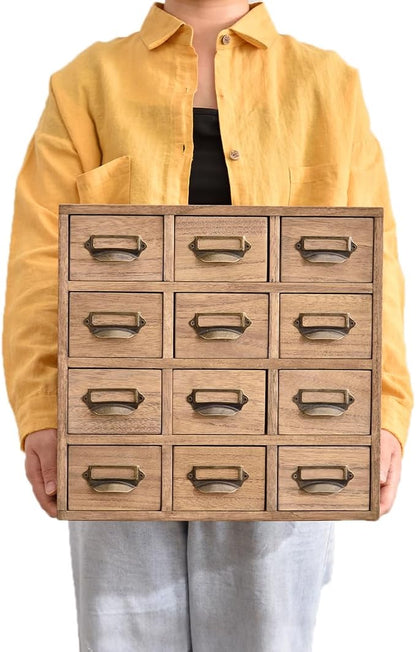 KIRIGEN Wooden Storage Cabinet, 12-Drawer Desktop Organizer, Tea Bags, Office - Image 8