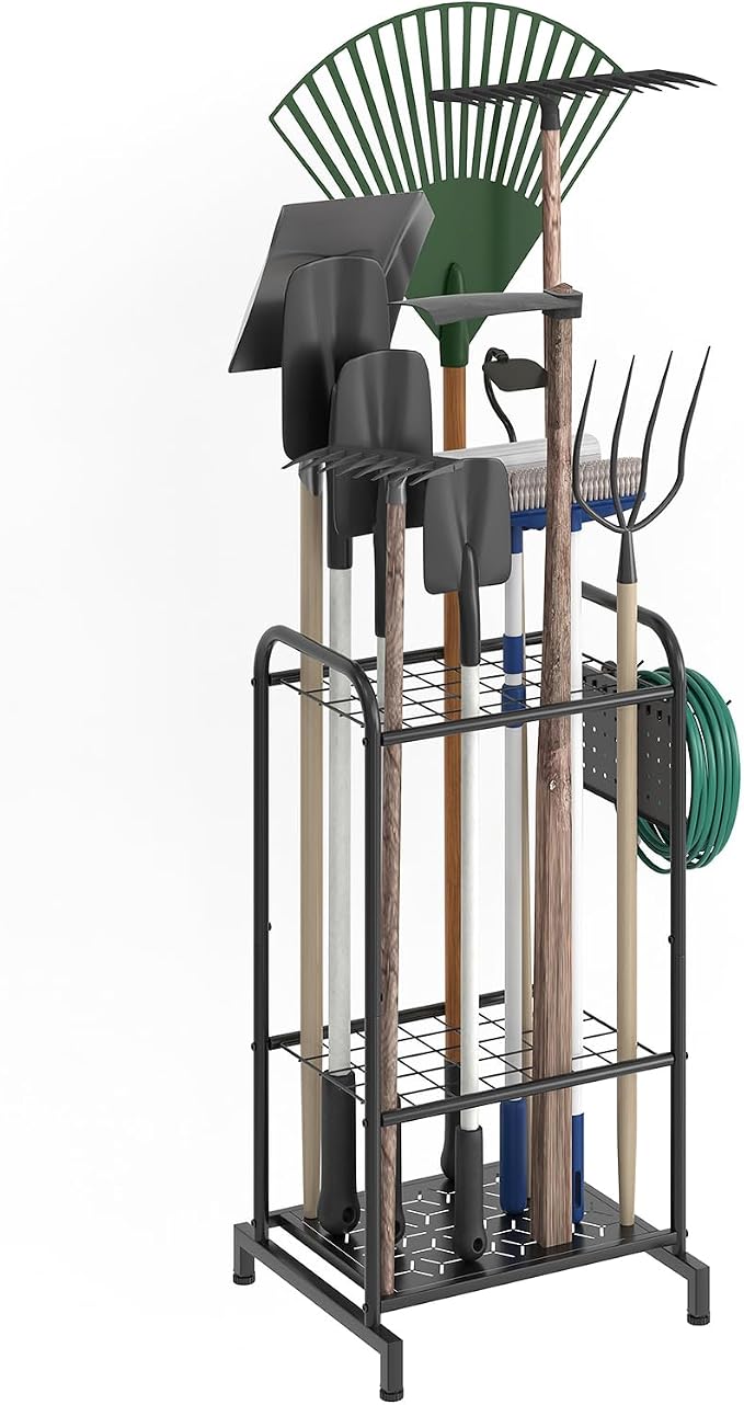 Garden Tool Organizer, Garage Tool Storage Rack, Heavy Duty Metal by AUGOHCMIL