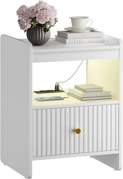 HIFYOBRO 21.6" Tall Fluted Nightstand, End Table by HIFYOBROUS