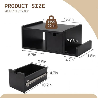 Floating Nightstand with Drawer & Shelf, Wall Mounted Bedside Table - Image 3