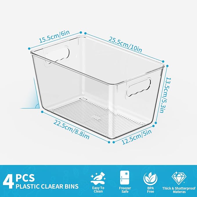 Clear Pantry Organizer Bins, Plastic Organizers & Storage Containers, Cabinet - Image 3