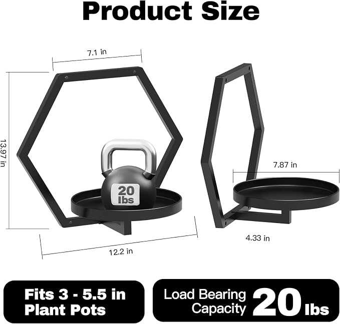 Garvee Hexagon 4 PCS Wall Shelf - 20Lb Load Capacity - Image 3
