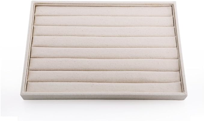 Oirlv Linen 7 Lines Ring Storage Tray Rings Showcase Display Organizer Plate by Oirlv