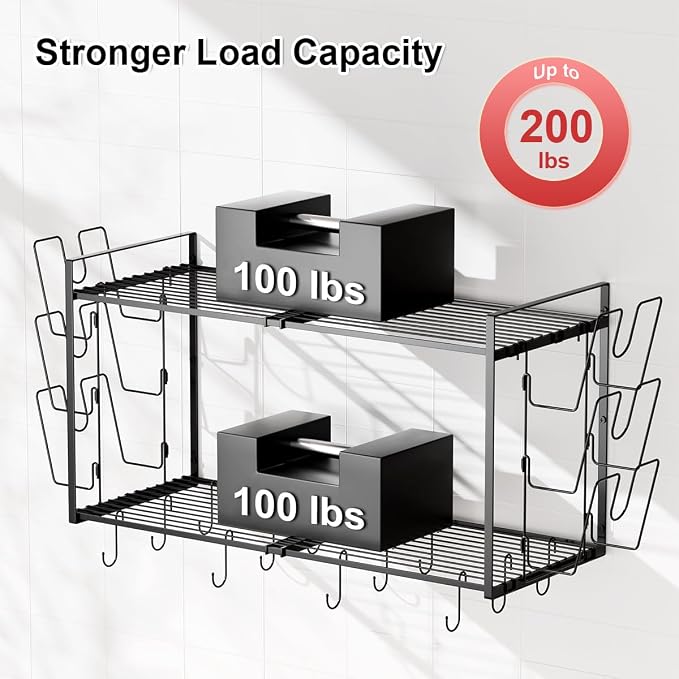 31 Inch Pot Rack Wall Mounted, 2-Tier Hanging Pots and Pans Organizer - Image 4