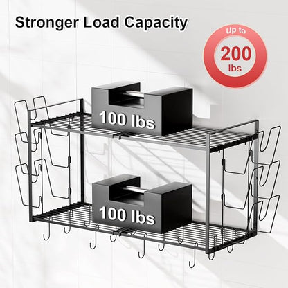 31 Inch Pot Rack Wall Mounted, 2-Tier Hanging Pots and Pans Organizer - Image 4