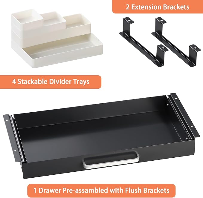 Under Desk Drawer Black 21" - Image 3