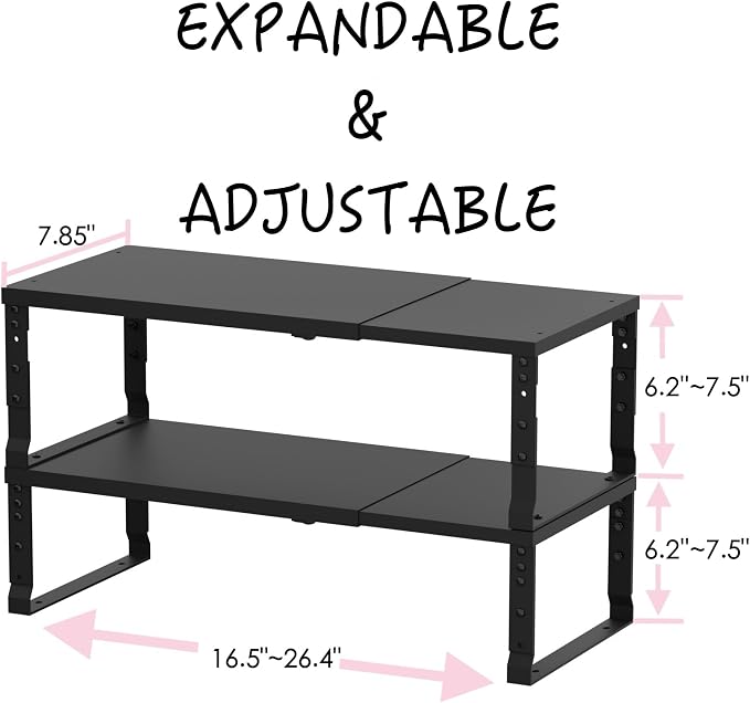 Adjustable Metal Shelving Unit, Stackable & Expendable Storage Rack - Image 3