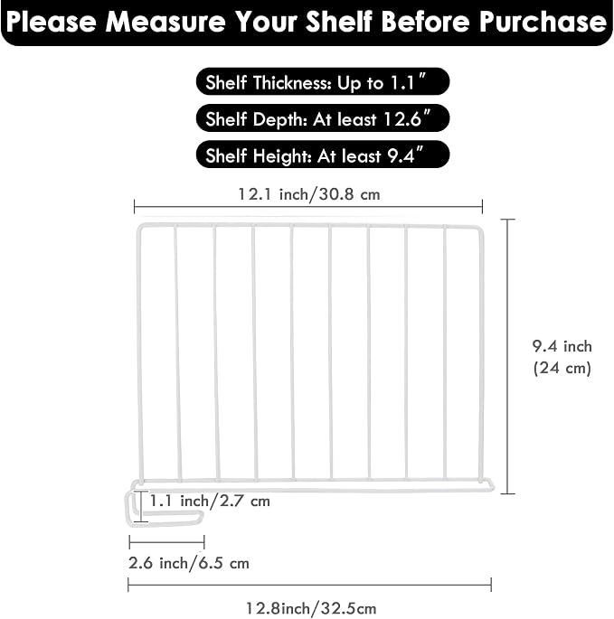 Shelf Dividers, 8 Pack Closet Organizers and Storage, Metal Closet Dividers - Image 2