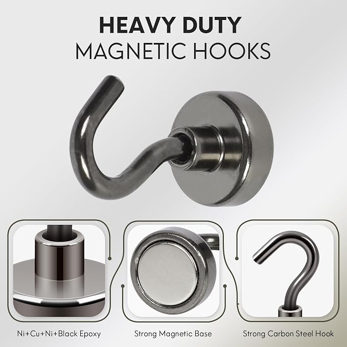 Neosmuk Magnetic Hooks, Heavy Duty 30lb+ Strong Magnet Hook - Image 3