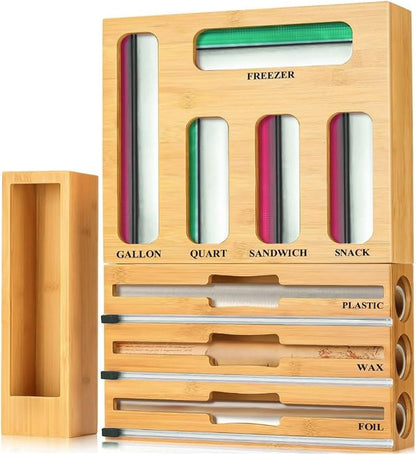 9 in 1 Storage Bag Organizer for Kitchen Drawer, Bamboo Foil and Plastic Wrap by Unknown