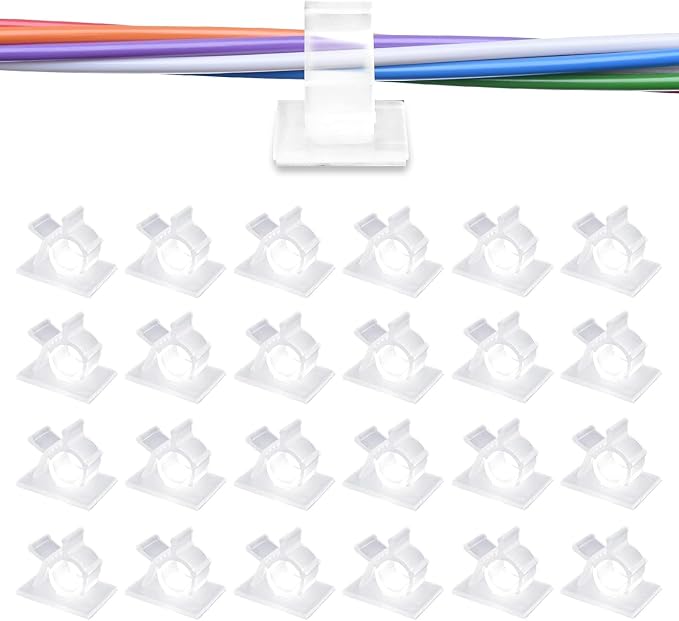 Viaky 30 Pcs Clear Cable Clips Self Adhesive Backed Nylon Adjustable Wire by Oneclickforallyourneeds%EF%BC%81