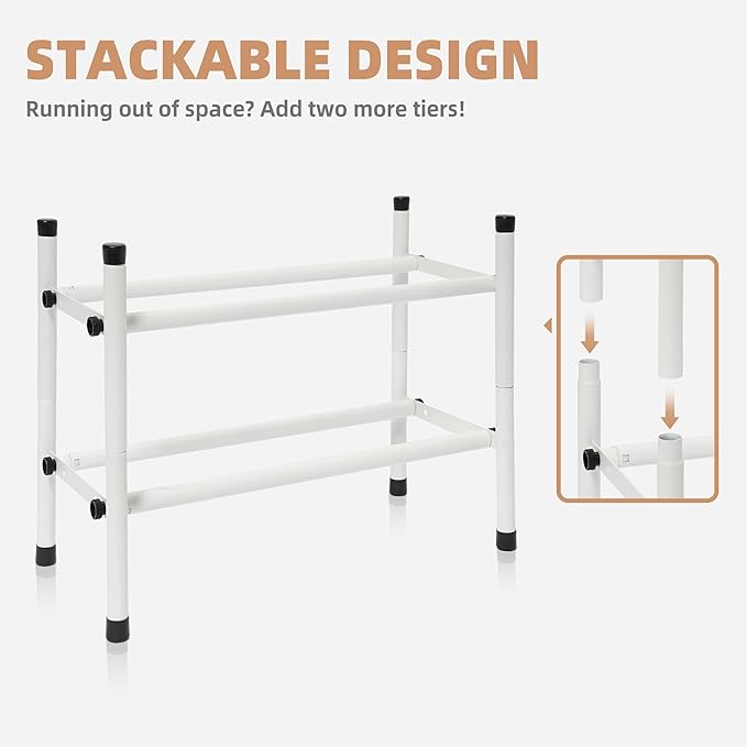 STORAGE MANIAC Expandable Shoe Rack, 4 Pairs Stackable Small Shoe Rack - Image 5