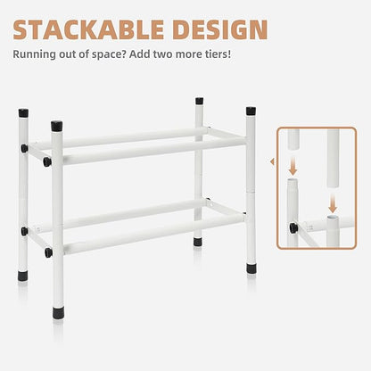 STORAGE MANIAC Expandable Shoe Rack, 4 Pairs Stackable Small Shoe Rack - Image 5