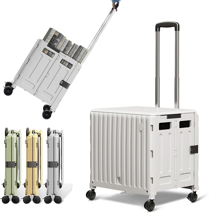 Folding Utility Cart, 4 360° Swivel Wheels Collapsible Rolling Crate by TODAYGO