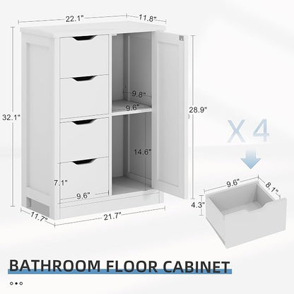 Shintenchi Bathroom Floor Storage Cabinet, Wooden Storage Organizer - Image 3