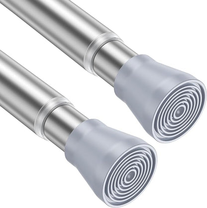 AIZESI Silver 2pcs Adjustable Spring Curtain Rods 17 to 26 Inch, Extendable by AIZESITENSIONROD