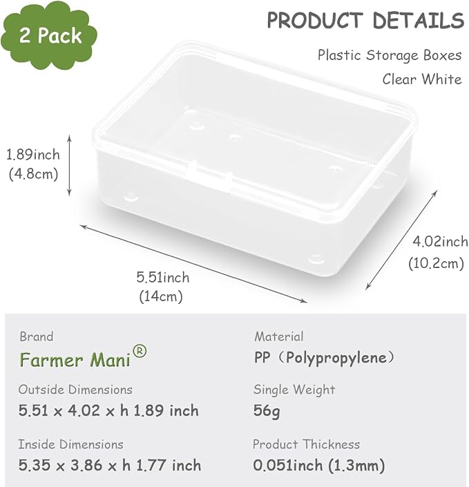 2 Pcs Small Plastic Storage Containers Box - Image 2