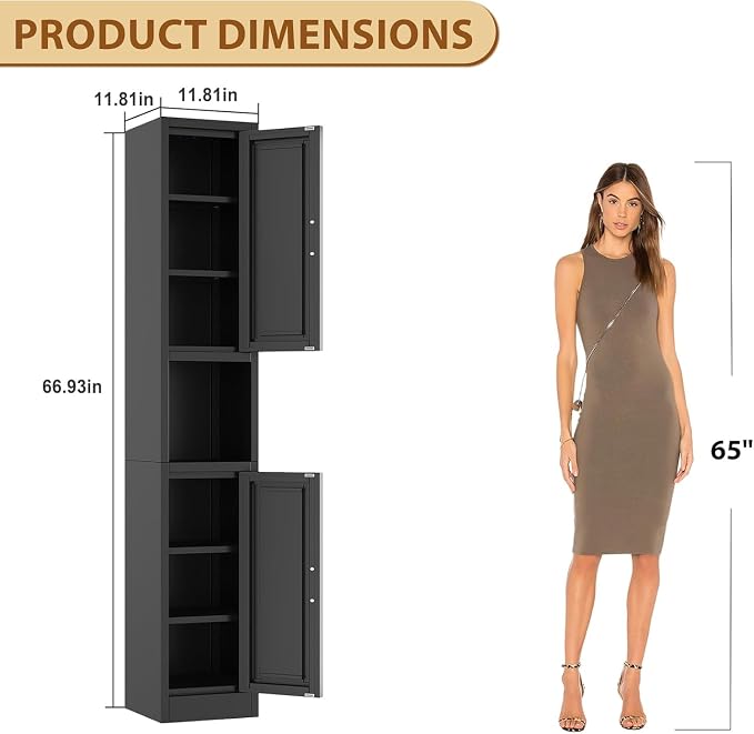 Tall Metal Narrow Bathroom Storage Cabinet 67" H, Tall Black Pantry Cabinets - Image 2