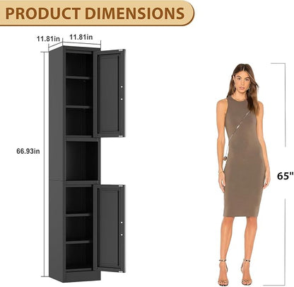 Tall Metal Narrow Bathroom Storage Cabinet 67" H, Tall Black Pantry Cabinets - Image 2