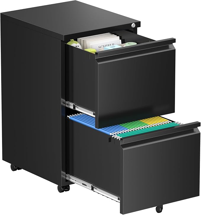 Bonusall 2 Drawer File Cabinet, Metal Rolling File Cabinets by BONUSALL
