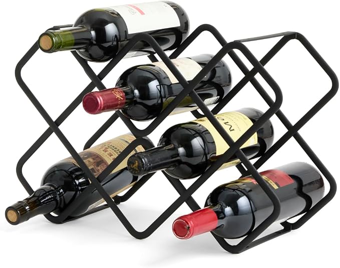 Metal Wine Rack – Matte Black Carbon Steel, 10-Bottle Countertop & Hangable by Unknown