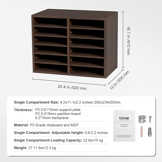 VEVOR Literature Organizers, 12 Compartments Office Mailbox - Image 7