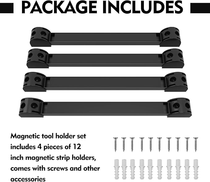 12" Magnetic Tool Holder, 4 Packs Magnetic Storage Strips Magnet Bar PVC Coated - Image 5