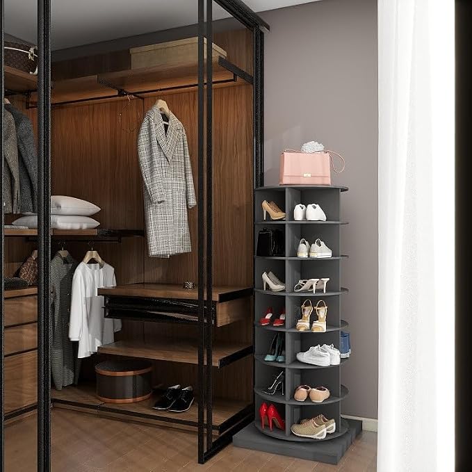 Rotating Shoe Rack Tower, 6-Tier Spinning Shoe Rack, Free Standing 360° - Image 7