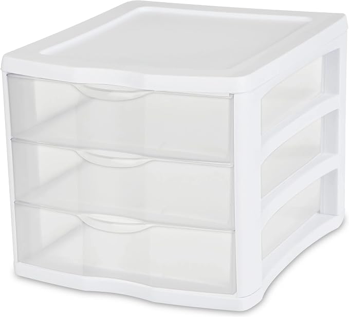 3 Drawer Clear Plastic Storage Drawer Unit – Stackable Countertop Desktop by Unknown