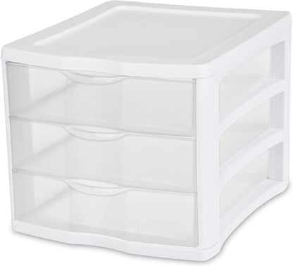 3 Drawer Clear Plastic Storage Drawer Unit – Stackable Countertop Desktop by Unknown