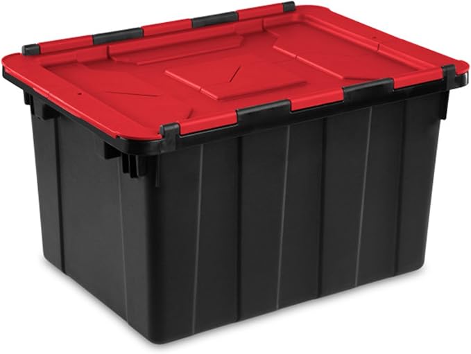 Sterilite 6-Pack 12 Gallon Hinged Lid Industrial Tote, Heavy-Duty Plastic - Image 4