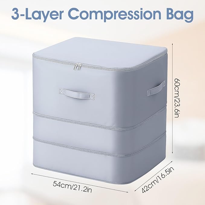 2 PCS 3-Layer Ultra Space Saving Zipper Compression Storage Bags Large Capacity - Image 2