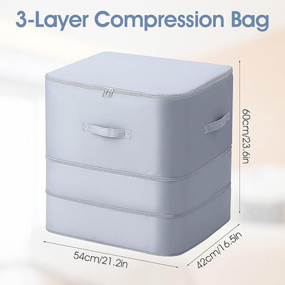 2 PCS 3-Layer Ultra Space Saving Zipper Compression Storage Bags Large Capacity - Image 2