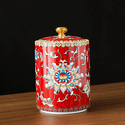 Enamel Ceramic Tea Caddy Tea Canister Tea Storage Container Tins Jar - Image 2