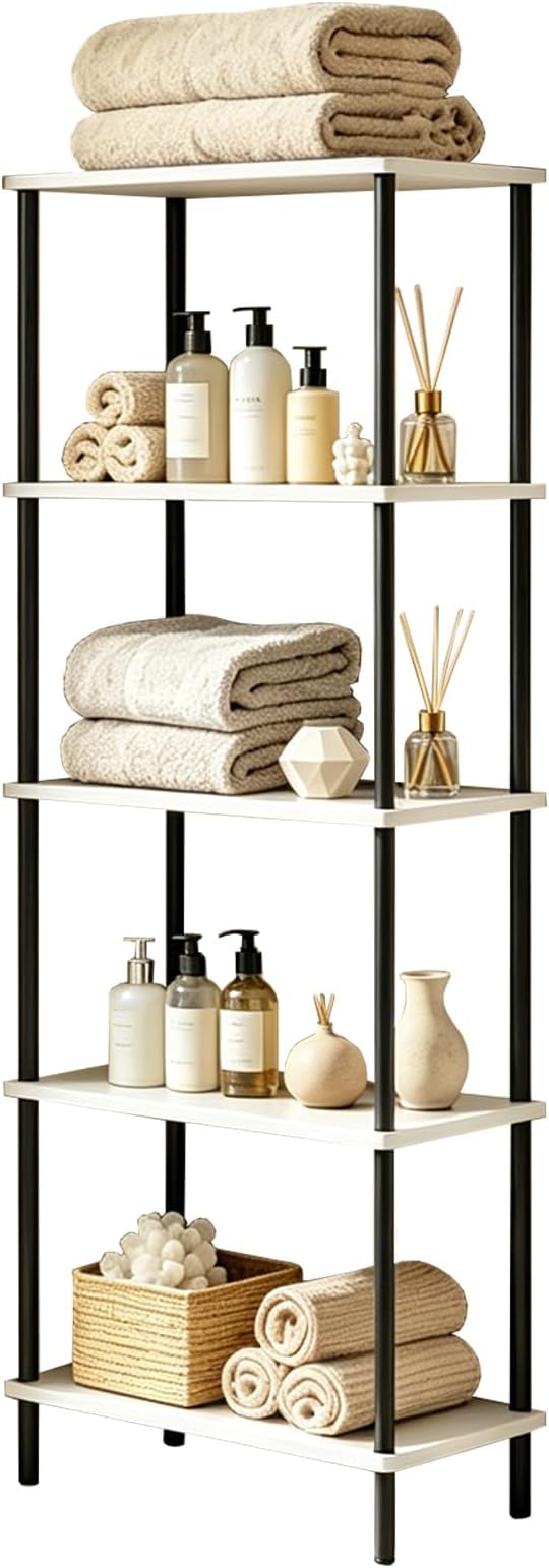 5 Tier Corner Bookshelf, Wooden Standing Shelf Unit - Image 6