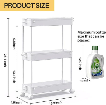 SPACEKEEPER Slim Rolling Storage Cart, 3 Tier Bathroom Storage Organizer - Image 2