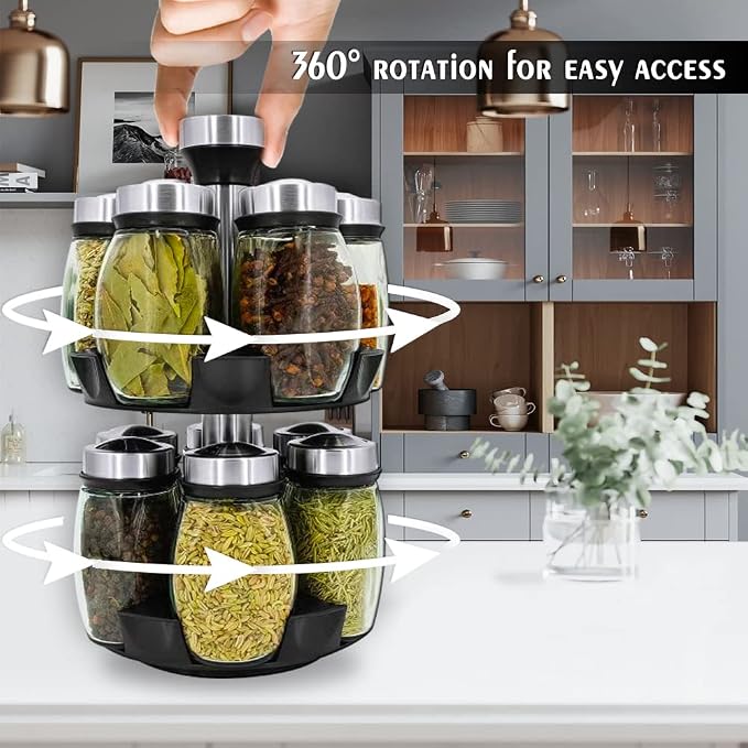 Revolving Spice Rack Organizer Countertop, Spinning Spice Storage Rack Tower - Image 2