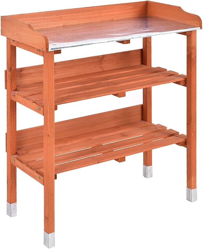 New Outdoor Garden Wooden Potting Bench Work Station Table Tool Storage Shelf - Image 5