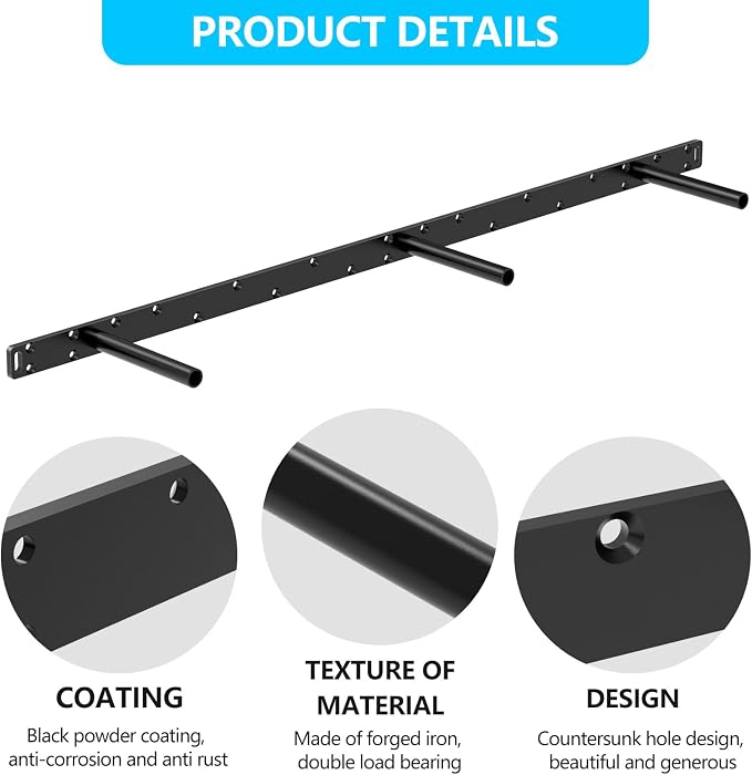 Floating Shelf Bracket, Solid Steel Support Rods - Image 4
