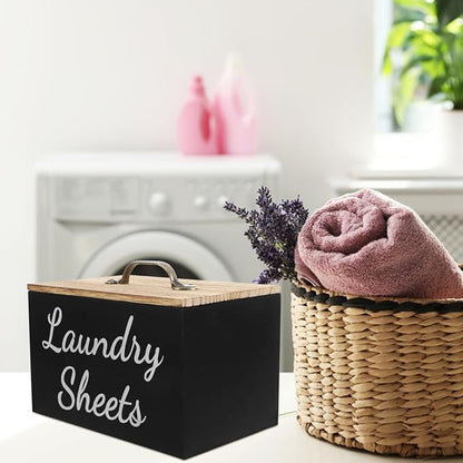 PRETYZOOM Wood Laundry Dryer Sheet Holder Organizer Large Capacity Storage Box - Image 6