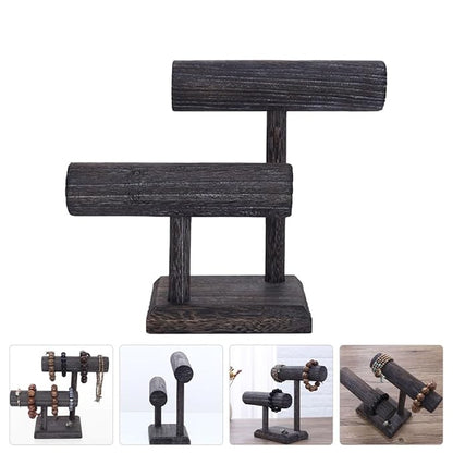 Solid Wood Scrunchie Holder Hair Tie Organizer Stand Vintage Jewelry Display - Image 2